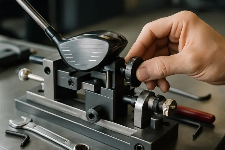 Adjustable driver head and wrench resting on a fitting bench