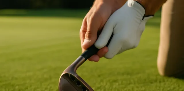 Hi-Toe 5 wedges on a fitting bench beside range balls