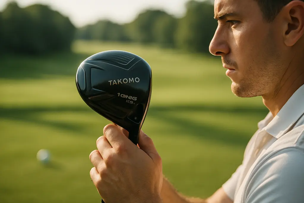 Conforming clubs check with a driver head, weights, and fitting notes on a workbench