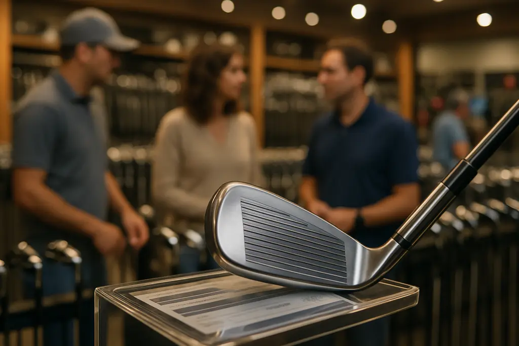 Fitting network pricing discussion beside golf clubs and launch monitor data
