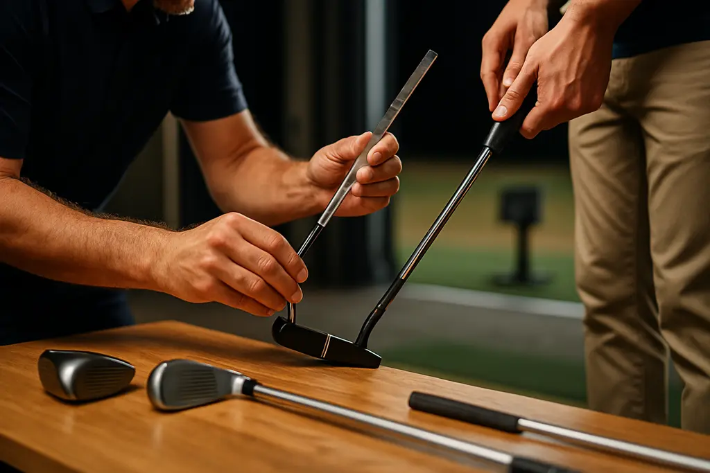 putter shaft innovations shown in a fitting studio with a carbon shaft and putter head